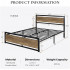 SHA CERLIN Full Size Metal Platform Bed Frame with Wooden Headboard/Heavy Duty Bed Frame with 13 Strong Slats Support/No Box Spring Required, Brown