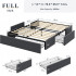 Allewie Full Size Platform Bed Frame with 3 Storage Drawers, Fabric Upholstered, Wood Slat Support, No Box Spring Required, No Noise, Easy to Assemble, Dark Gray
