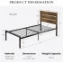 SHA CERLIN 14" Full Size Metal Platform Bed Frame with Wood Headboard and Footboard, Mattress Foundation, No Box Spring Required, Large Under Bed Storage, Non-Slip and Noiseless, Walnut
