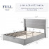 Allewie Full Size Lift-Up Storage Bed, Modern Wingback Headboard, No Box Spring Required, Hydraulic Storage, Light Grey
