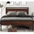 SHA CERLIN 14" Queen Metal Platform Bed Frame with Wood Headboard and Footboard, Mattress Foundation, No Box Spring Required, Under-Queen Bed Storage, Non-Slip, Mahogany