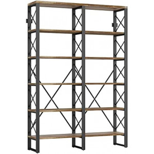 Industrial Bookshelf Double Wide 6-Tier