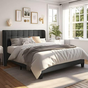  Full Size Platform Bed Frame with Wingback