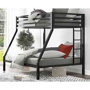  Metal Bunk Bed Twin Over Full Size with Removable Stairs