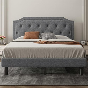 Upholstered Queen Size Platform Bed Frame