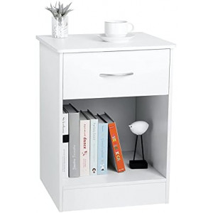 White Nightstand with Drawer
