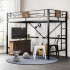 Metal Twin Loft Bed Frame with Stairs & Full-Length Guardrail