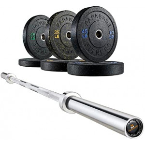 2 Inch Bumper Plates Set with 7-Foot Olympic Barbell