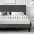 King Size Upholstered Bed Frame with Geometric Headboard