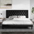King Size Platform Bed Frame with Button Tufted Headboard