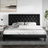King Size Platform Bed Frame with Button Tufted Headboard