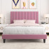 Full Bed Frame/Velvet Upholstered Bed Frame with Vertical Channel Tufted Headboard Full Bed Frame/Velvet Upholstered Bed Frame with Vertical Channel Tufted Headboard