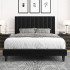 Full Bed Frame/Velvet Upholstered Bed Frame with Vertical Channel Tufted Headboard Full Bed Frame/Velvet Upholstered Bed Frame with Vertical Channel Tufted Headboard