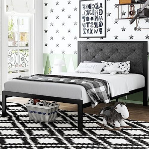 Twin Size Metal Platform Bed Frame with Fabric