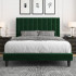 Full Bed Frame/Velvet Upholstered Bed Frame with Vertical Channel Tufted Headboard Full Bed Frame/Velvet Upholstered Bed Frame with Vertical Channel Tufted Headboard
