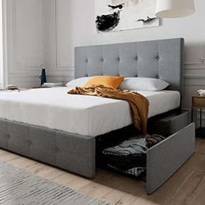  Queen Upholstered Platform Storage Bed Frame