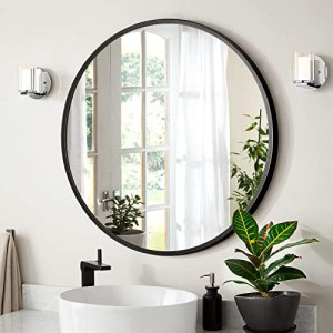 28 Inch Black Round Mirror