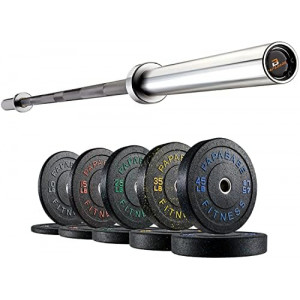 2 Inch Bumper Plates Set with 7-Foot Olympic Barbell