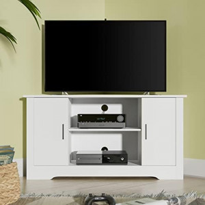White Small Corner TV Stand