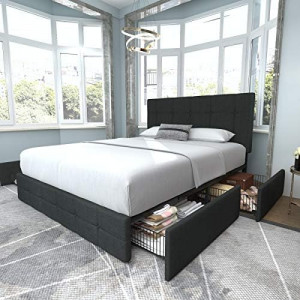 Upholstered Full Size Platform Bed Frame