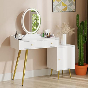 Vanity Desk with Lighted Mirror