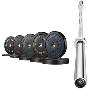  2 Inch Bumper Plates Set with 7-Foot Olympic Barbell