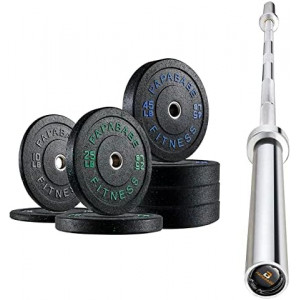 2 Inch Bumper Plates Set with 7-Foot Olympic Barbell