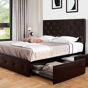 Upholstered Full Size Platform Bed Frame