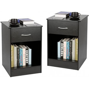 2 PCS White Nightstand with Drawer