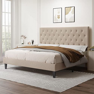 Queen Bed Frame with Adjustable Headboard