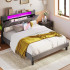 Queen Bed Frame with Storage Headboard and Charging Station Queen Bed Frame with Storage Headboard and Charging Station
