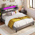 Queen Bed Frame with Storage Headboard and Charging Station Queen Bed Frame with Storage Headboard and Charging Station