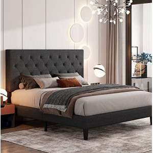  Queen Bed Frame with Adjustable Headboard