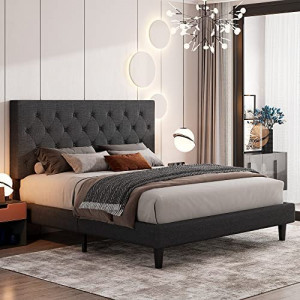King Bed Frame with Adjustable Headboard
