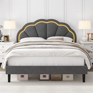 Queen Upholstered Smart LED Bed Frame