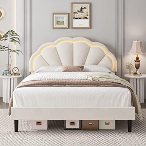 Queen Upholstered Smart LED Bed Frame