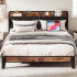Queen Bed Frame, Storage Headboard with Charging Station Queen Bed Frame, Storage Headboard with Charging Station