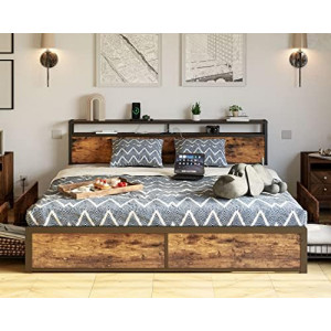King Bed Frame with Storage Drawer