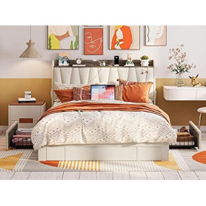 Full Size Bed Frame with 3 Drawers