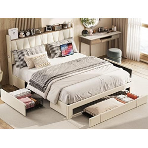 Queen Bed Frame with 3 Drawers