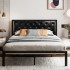 Queen Size Metal Platform Bed Frame with Faux Leather Queen Size Metal Platform Bed Frame with Faux Leather