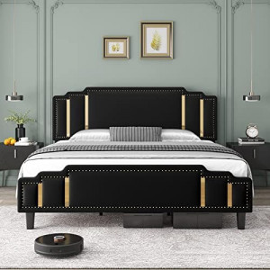 Queen Size Modern Velvet Upholstered Bed Frame