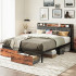 Full Size Bed Frame, Storage Headboard with Charging Station Full Size Bed Frame, Storage Headboard with Charging Station