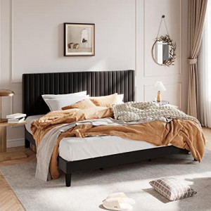 King Upholstered Platform Bed Frame