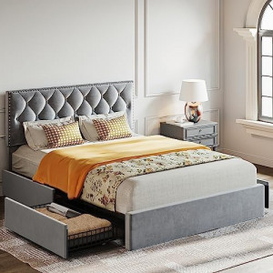  Queen Bed Frame with Storage Drawers