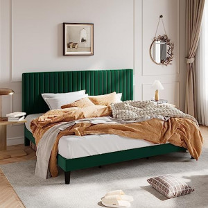 King Upholstered Platform Bed Frame