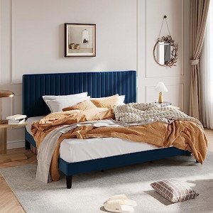 King Upholstered Platform Bed Frame