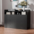 Black 6 Drawer Double Dresser with Open Shelves Black 6 Drawer Double Dresser with Open Shelves